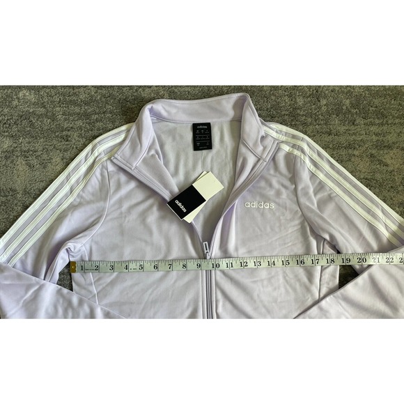 Adidas Womens M Track Jacket Purple Full Zipper Pockets Striped Sleeve NWT P5 - Picture 6 of 10